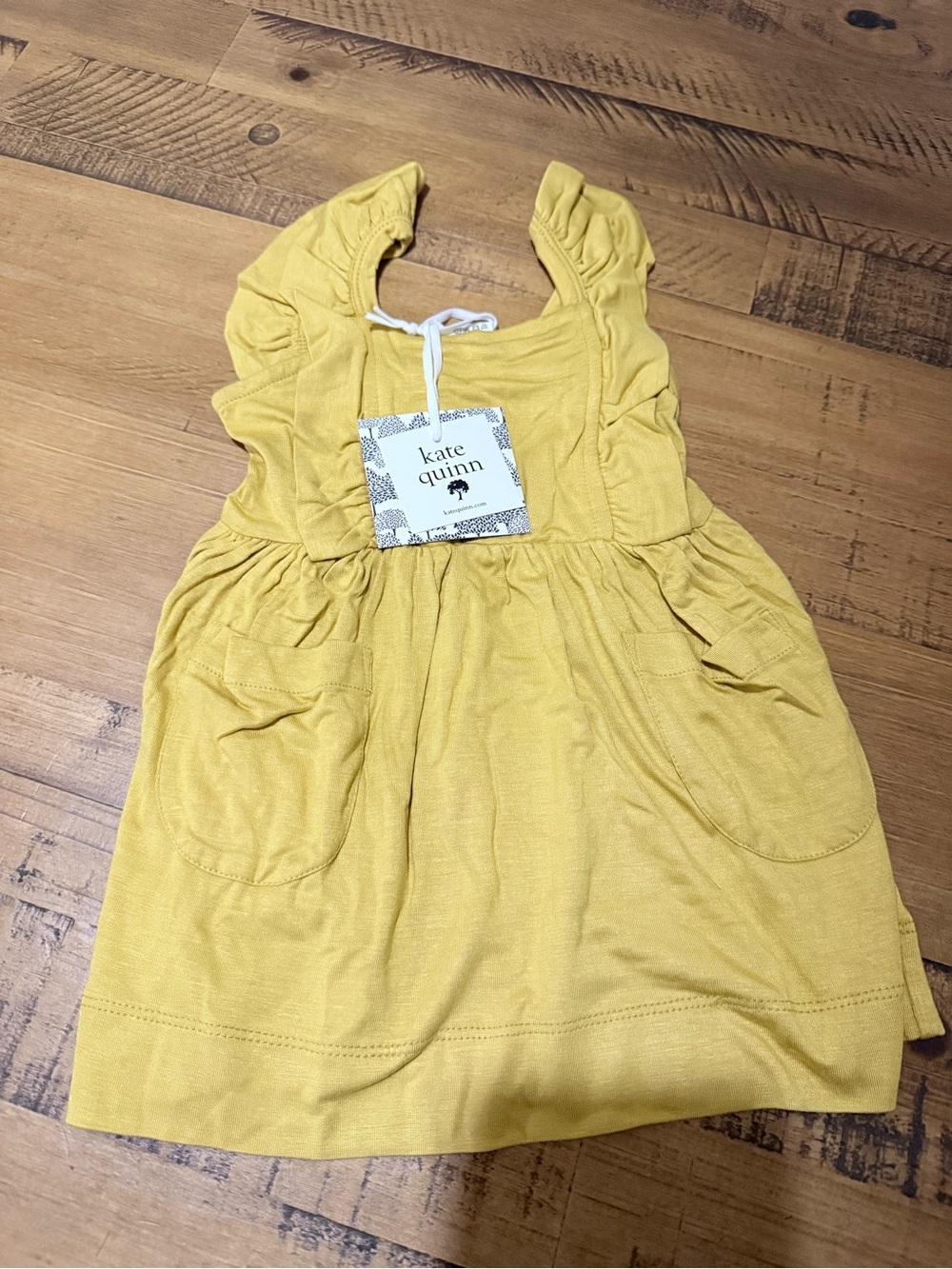 kate quinn ochre (Mustard Yellow)  Pinafore ruffle Dress size 6-12 months NWT